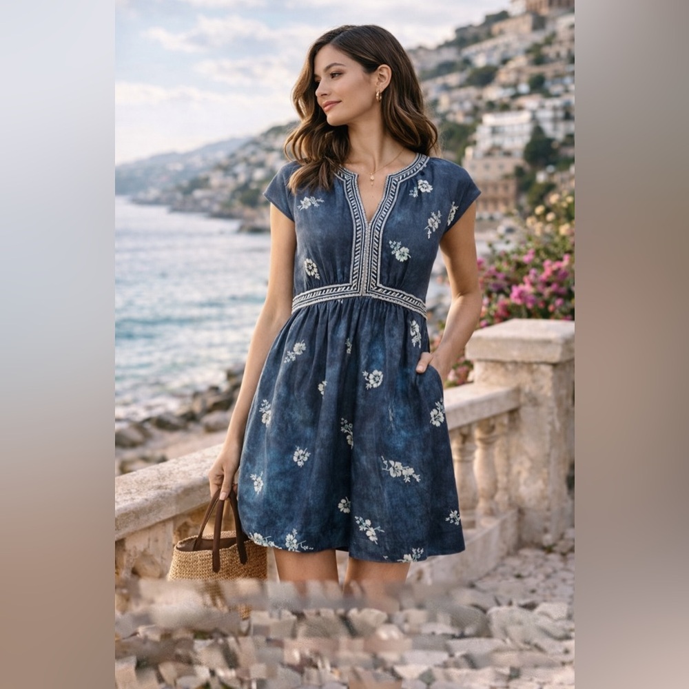 Secret Mission Mirelle Organic Cotton Embroidered Mini Dress Size Medium NWT